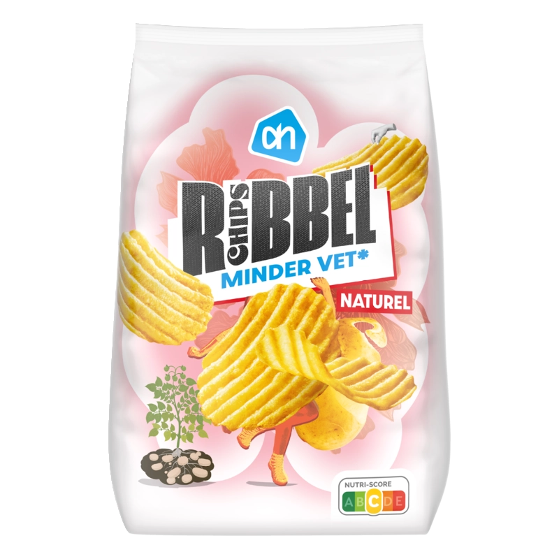AH Ribbelchips naturel minder vet