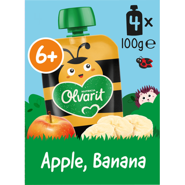 Olvarit Knijpfruit Appel Banaan 6+ Maanden 4 x 100 g