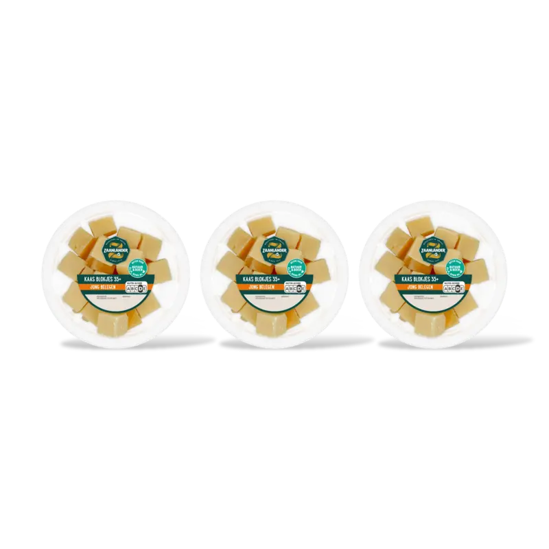AH Zaanlander Kaasblokjes jong belegen 35+ 3-pack