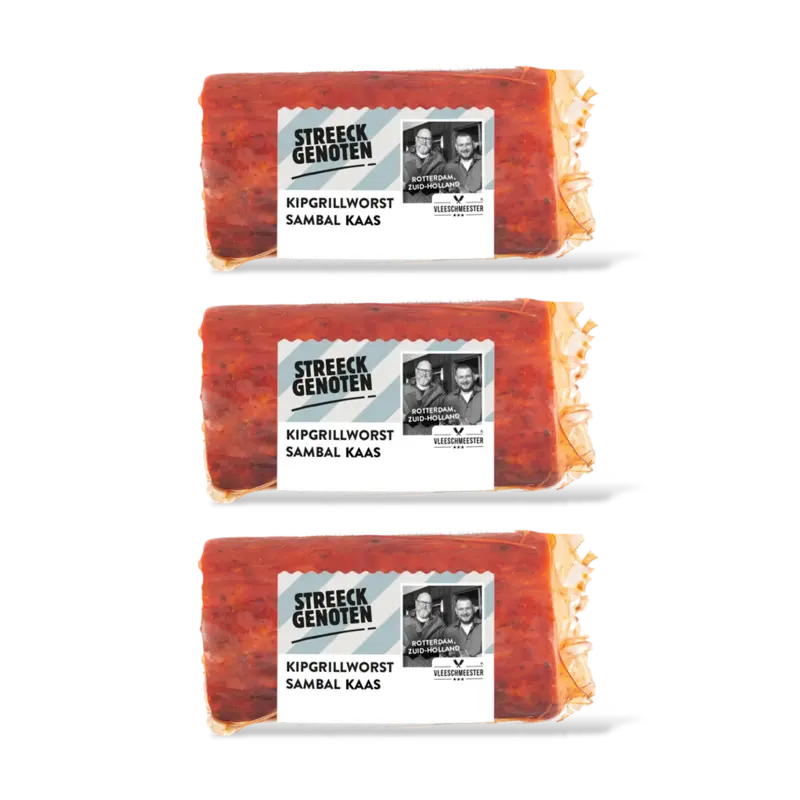 Streeckgenoten Kipgrillworst sambal 3-pack