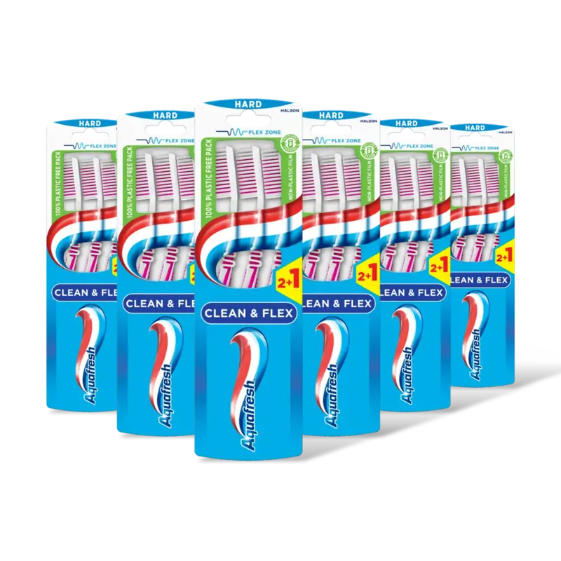 Aquafresh Clean & flex hard tandenborstel 6-pack