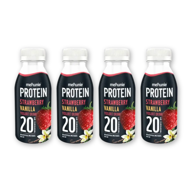 Melkunie Protein strawbvanil yogurtdrink 4-pack