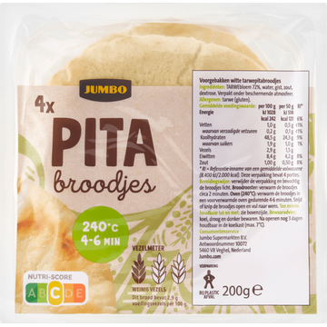 Jumbo Pita Broodjes 4 Stuks