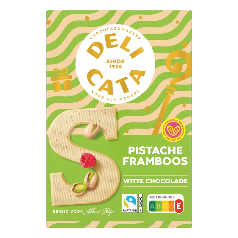 Delicata Chocoladeletter wit pistache framboos