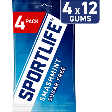 Sportlife Smashmint Suikervrije kauwgom 4 x 18 g