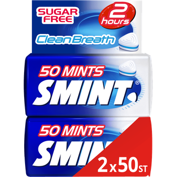 Smint Clean Breath Peppermint Suikervrij Duopack 2 x 50 stuks