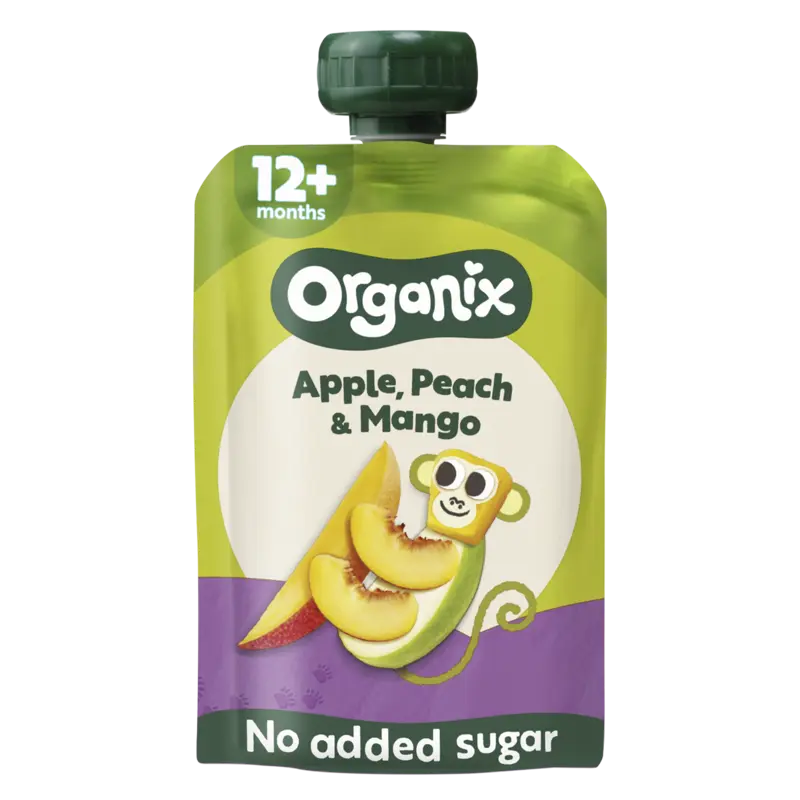 Organix Knijpfruit apple, peach & mango 12m+