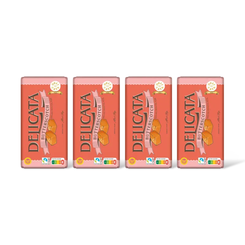 Delicata Reep butterscotch melkchocolade 4-pack