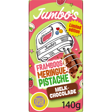 Jumbo's Melkchocolade Framboos Meringue Pistache Limited Edition 140 g