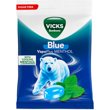 Vicks Bonbons Blue VapoPlus Menthol Suikervrij 72 g