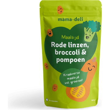 MamaDeli Rode Linzen, Broccoli & Pompoen, 8+ Maanden 150g