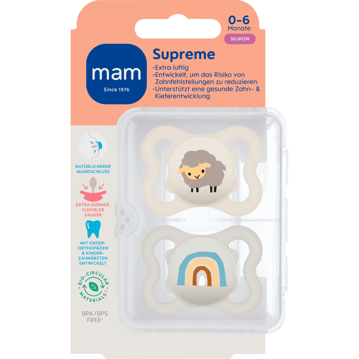 MAM Supreme Fopspenen 0-6 Maanden Beige 2 stuks
