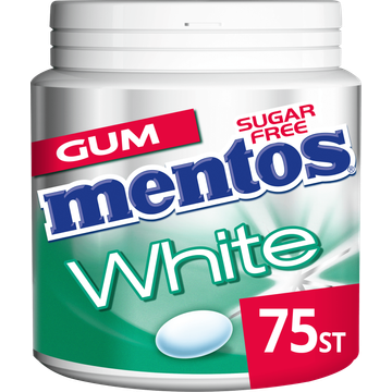 Mentos Gum White Green Mint Suikervrij Pot 75 stuks