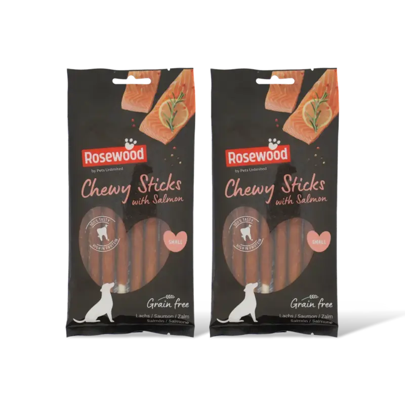 Rosewood Chewy sticks with salmon small 2-pack