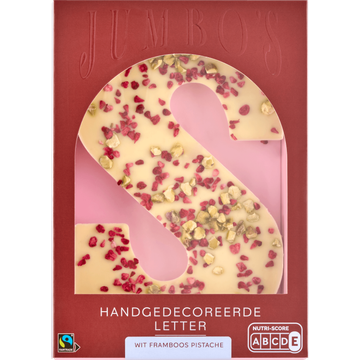 Jumbo's Chocoladeletter Wit Framboos Pistache 200 g