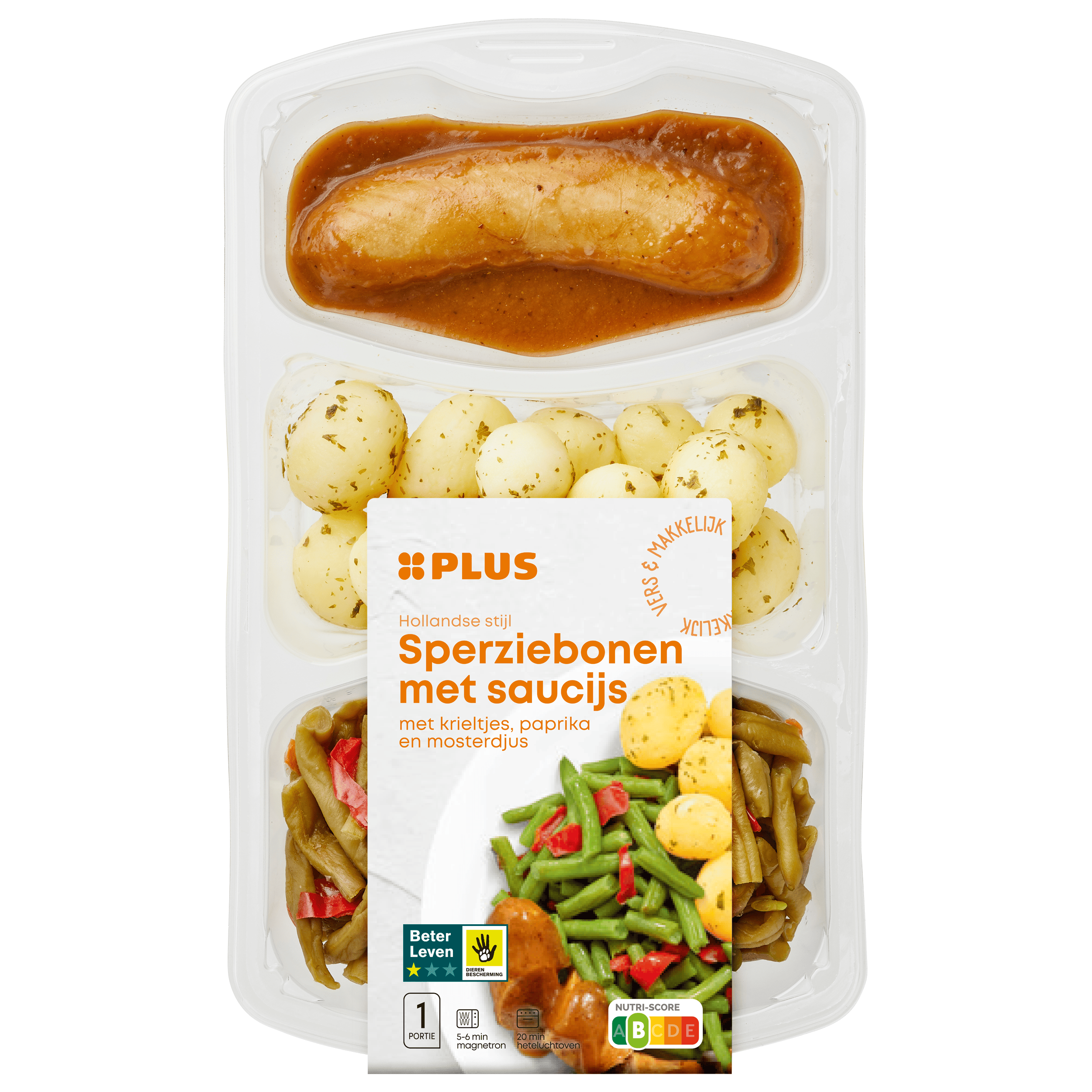 PLUS Sperzieboon-paprika saucijs kr