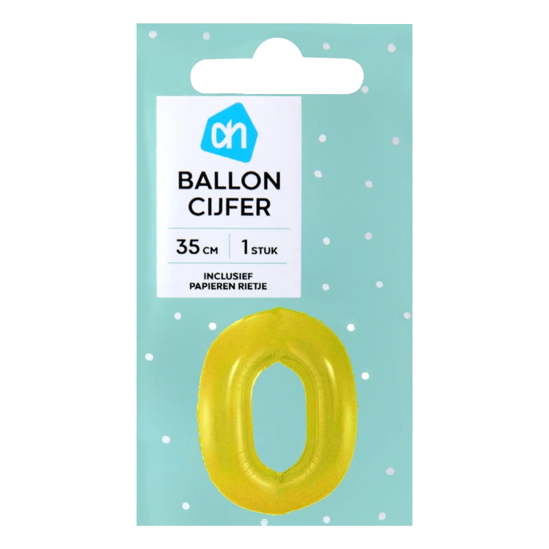 AH Folieballon nr 0 goud 36cm