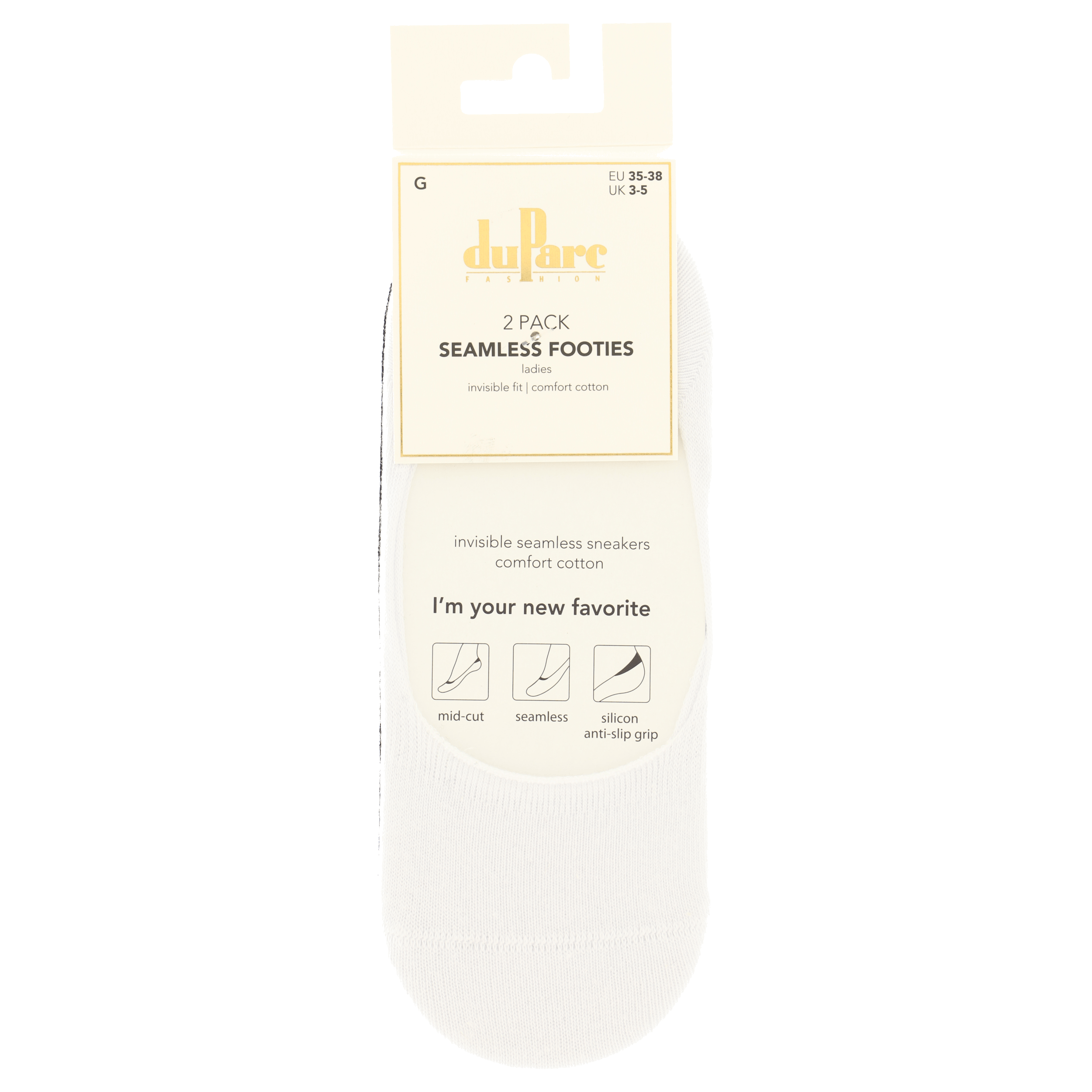 DuParc invisible footie wit/zwart 35-38