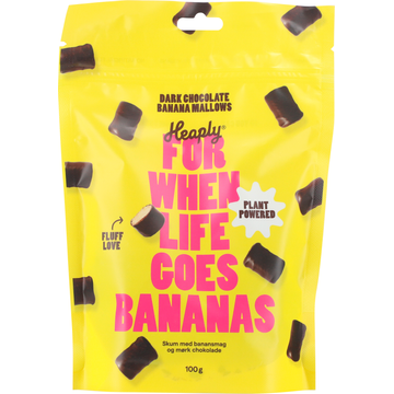 Heaply Veganistische Bananenmarshmallows Omhuld Met Pure Chocolade 100 gram