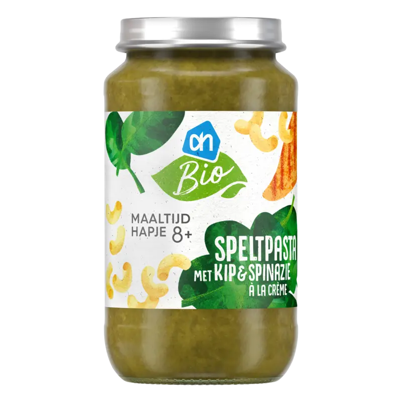 AH Biologisch Speltpasta met kip en spinazie 8m+