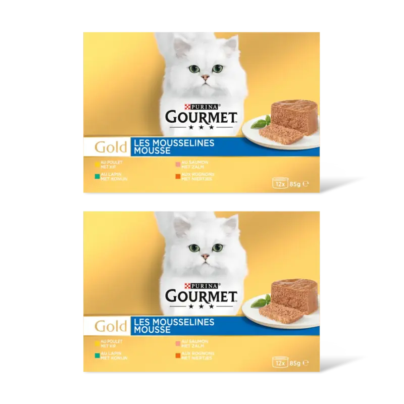 Gourmet Gold mousse kip zalm niertjes konijn 2pk