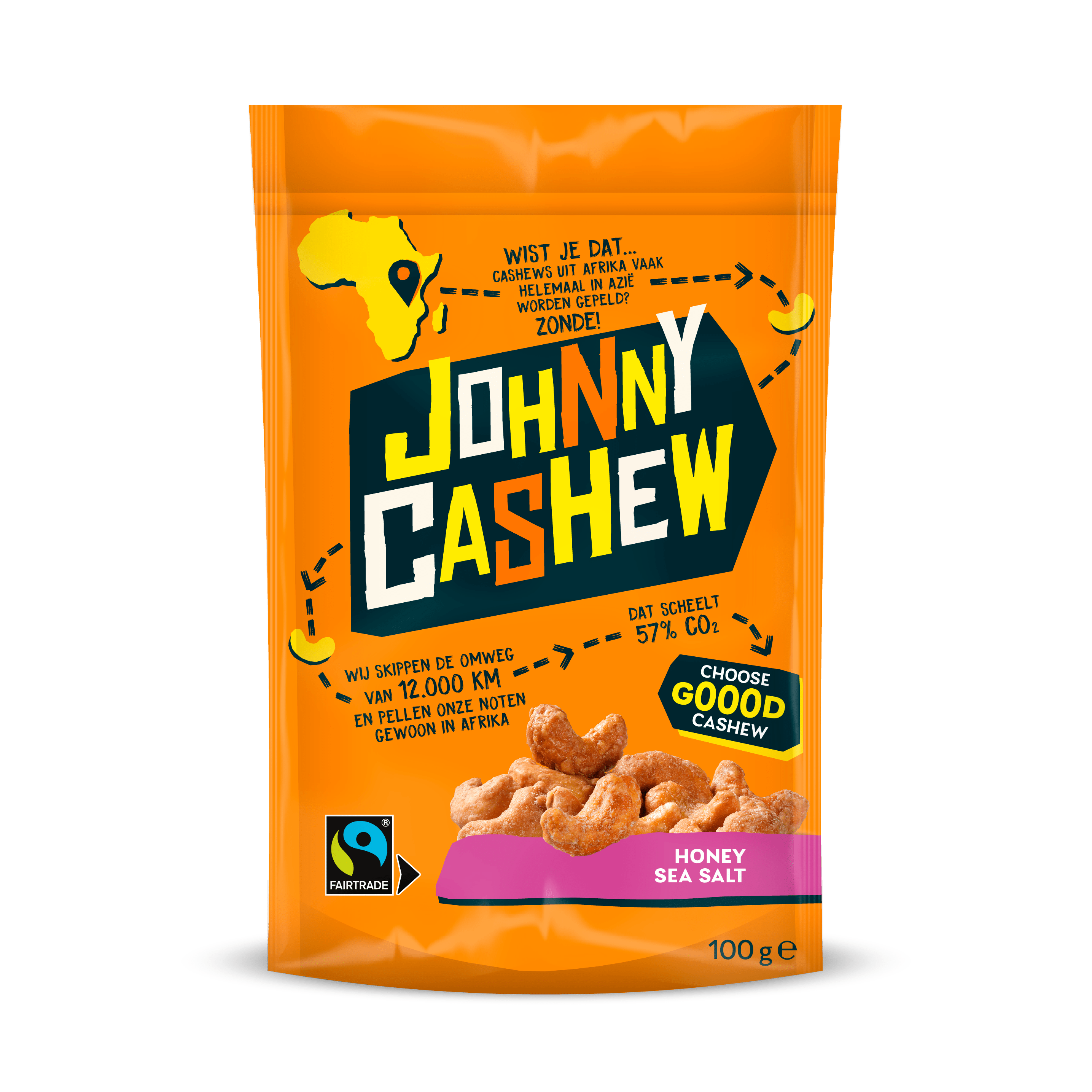 Johnny Cashew Honing Zeezout 100g