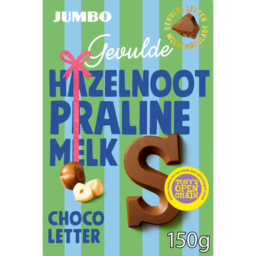 Jumbo Chocoladeletter S Melk Hazelnoot Praline 150 g