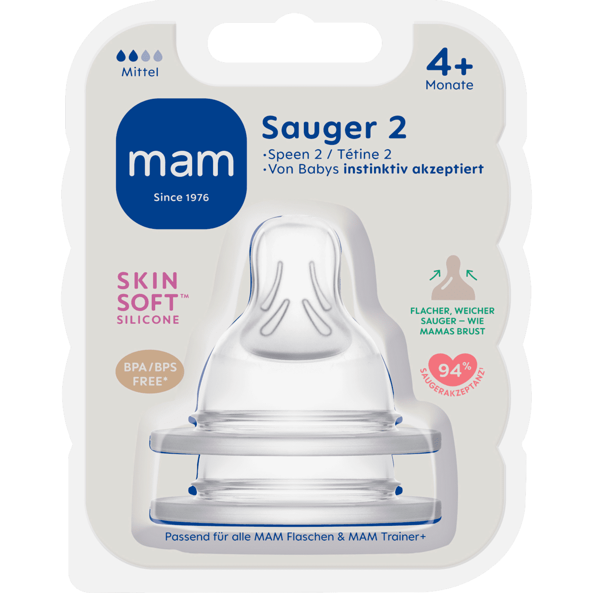 MAM Flesspeen Maat 2 4+ Maanden 2 stuks