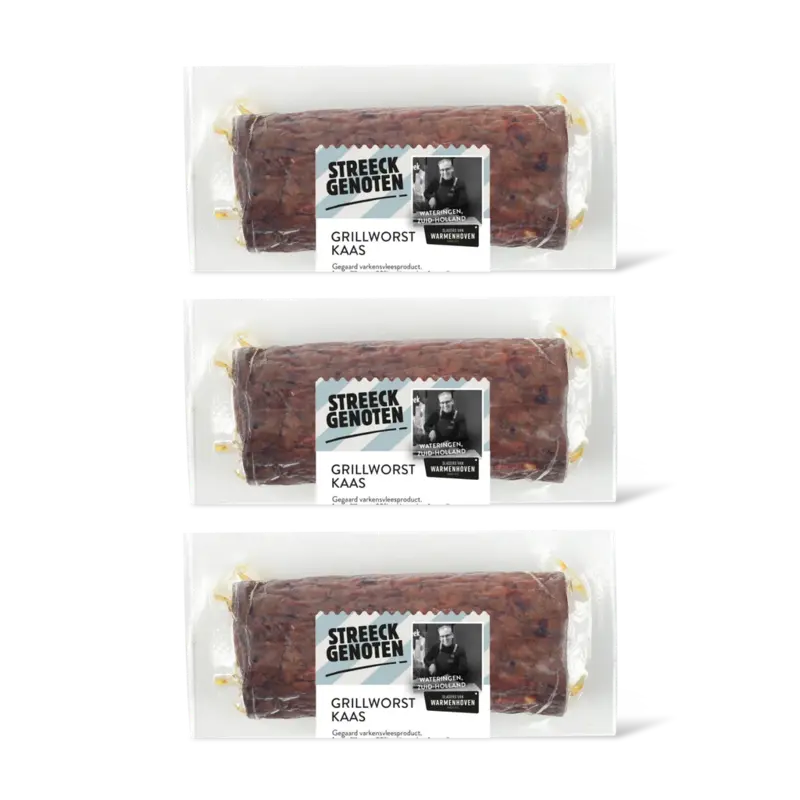 Streeckgenoten Grillworst kaas stukje 3-pack