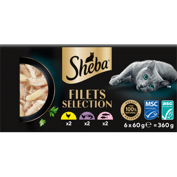 Sheba Filets Selection Natvoer Voor Volwassen Katten 6*60g Multipack