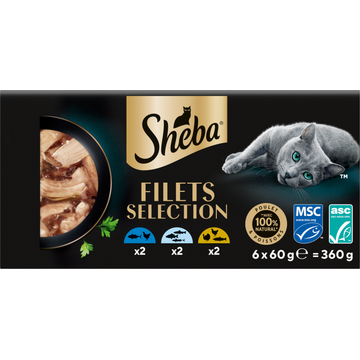 Sheba Filets Selection Natvoer Voor Volwassen Katten 6x60g Multipack