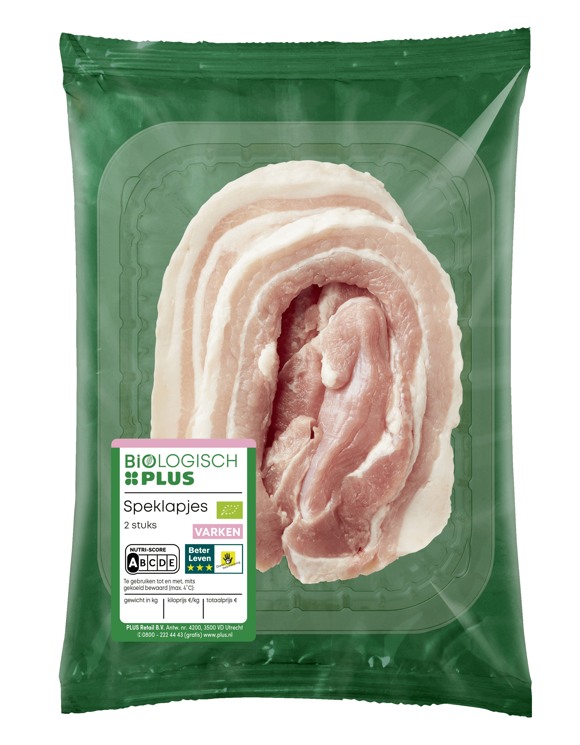 Biologisch PLUS Speklapjes 2 stuks