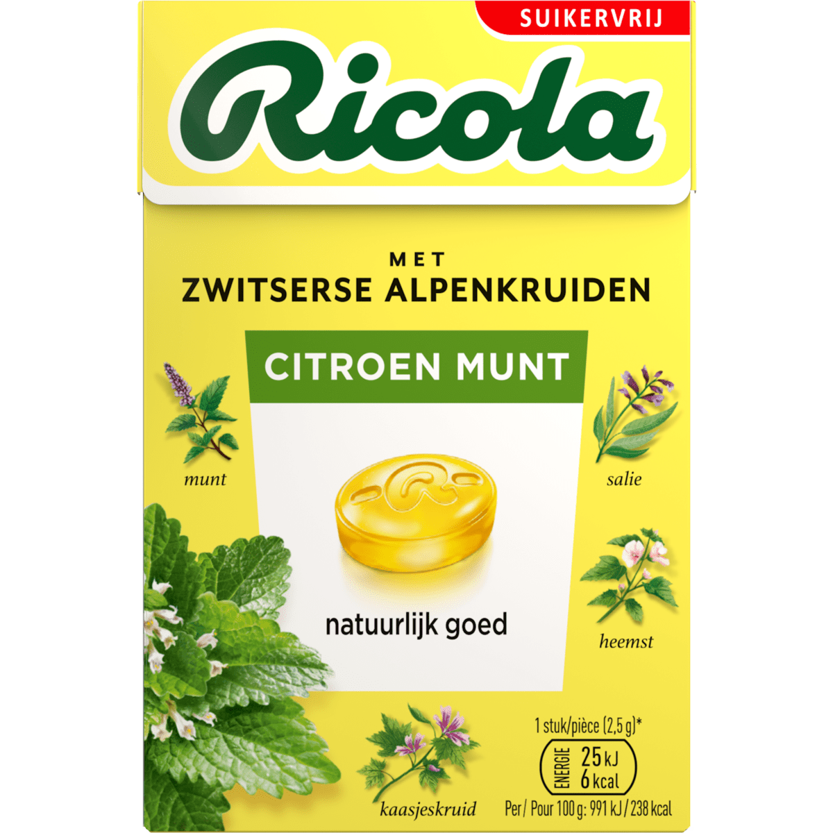 Ricola Kruidenpastilles Lemon Mint Suikervrij