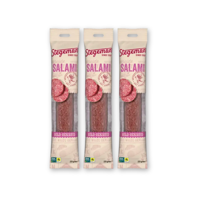 Stegeman Salami mild gekruid 3-pack