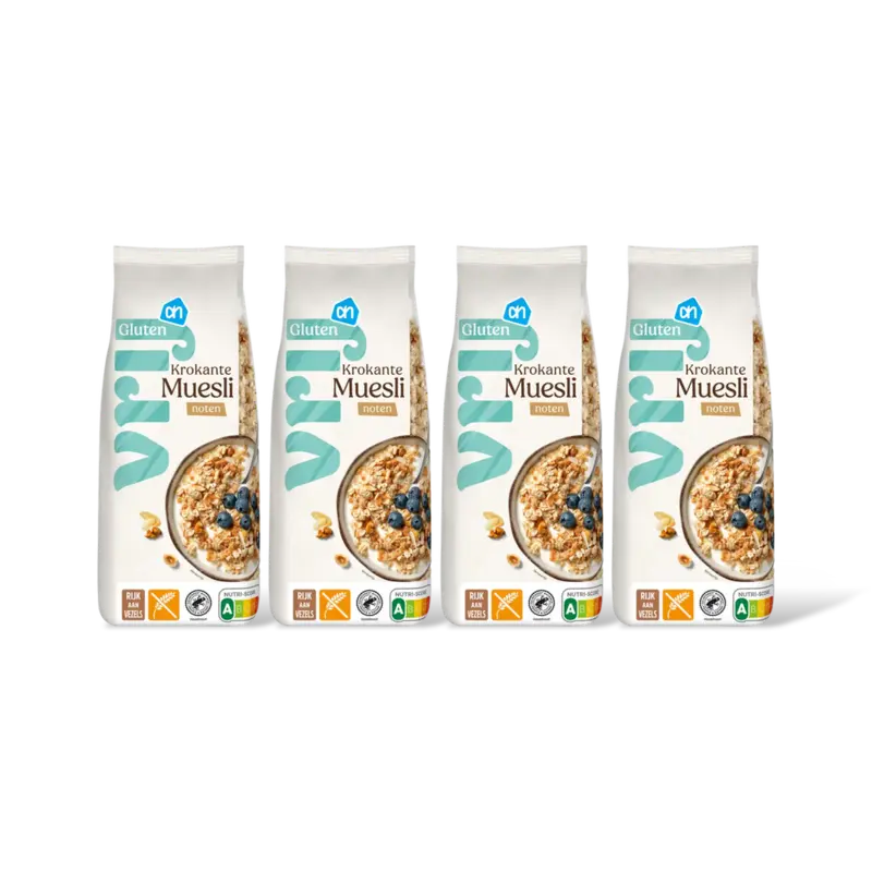 AH Glutenvrij Krokante muesli met noten 4-pack