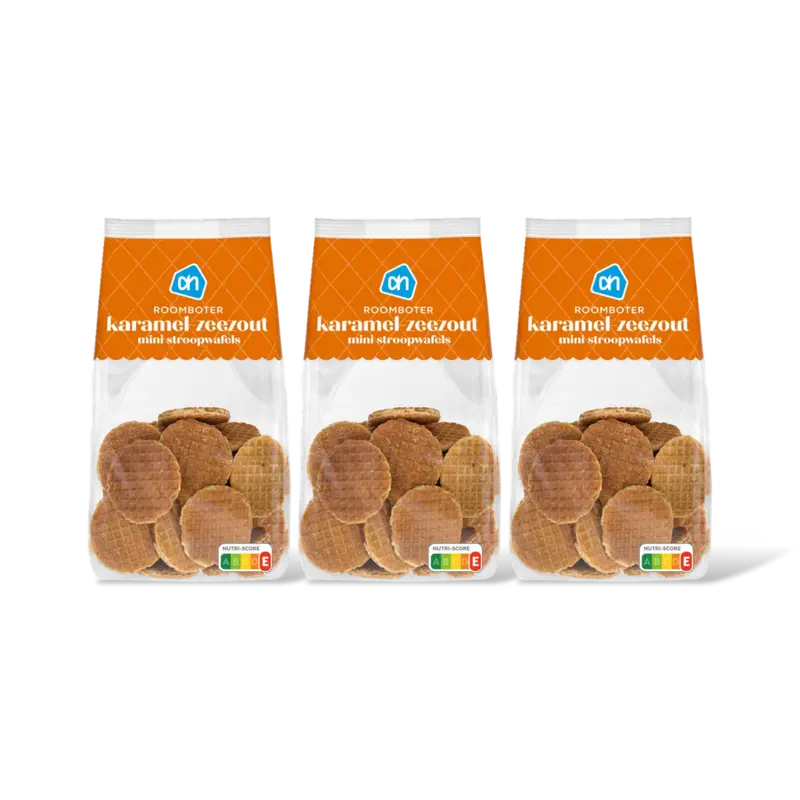 AH Stroopwafel mini karamel zeezout 3-pack