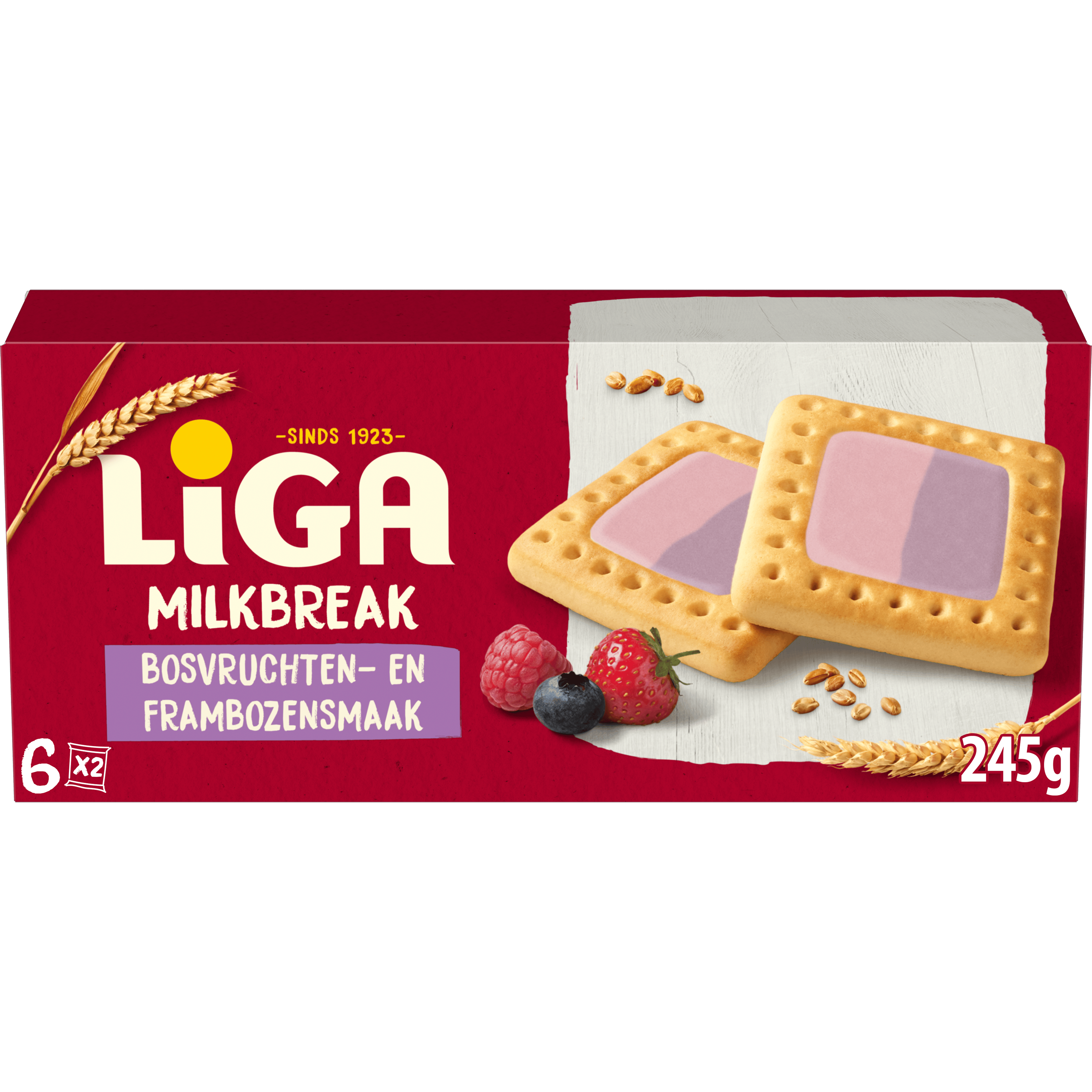 Liga Milkbreak koekjes bosvruchten framboos