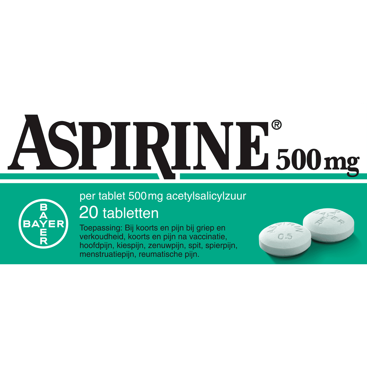 Aspirine 500 MG Helpt Bij Pijn Tabletten 20 stuks