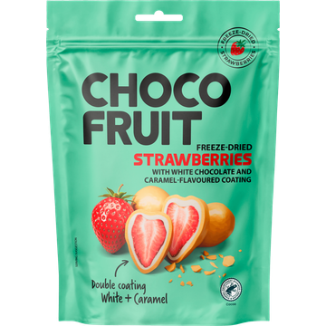Choco Fruit Aardbei met Witte chocolade Karamel 90g