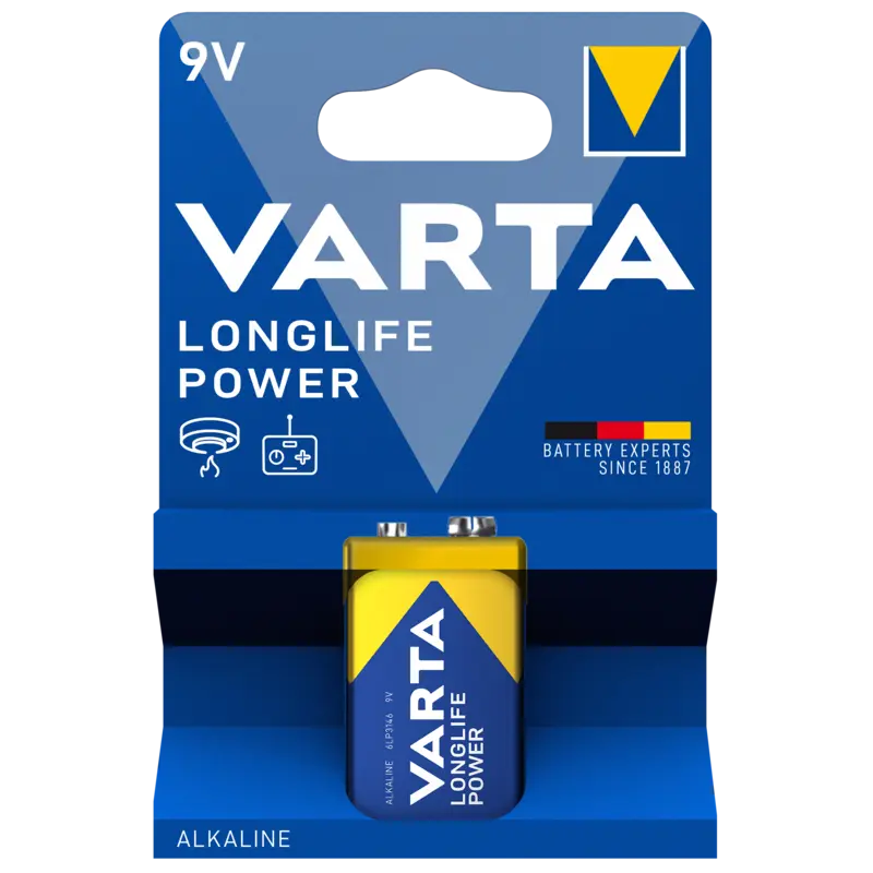 Varta Longlife power 9V alkaline batterijen