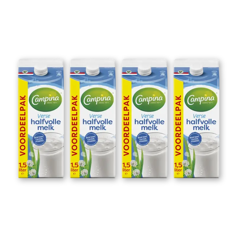 Campina Halfvolle melk voordeelverpakking 4-pack