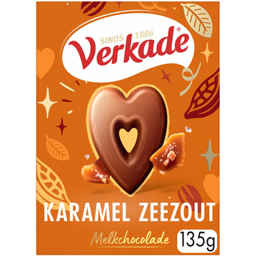 Verkade Chocoladehart Melkchocolade Karamel Zeezout 135 g