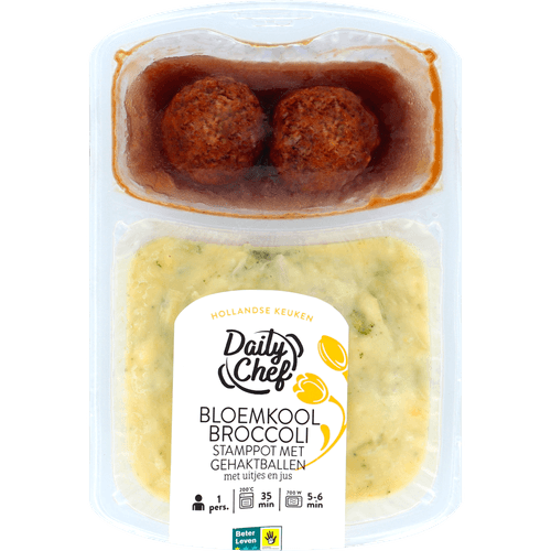 Daily Chef Bloemkool-broccoli stamppot met gehakballen