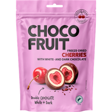 Choco Fruit Kersen met Witte Chocolade en Pure Chocolade 80g