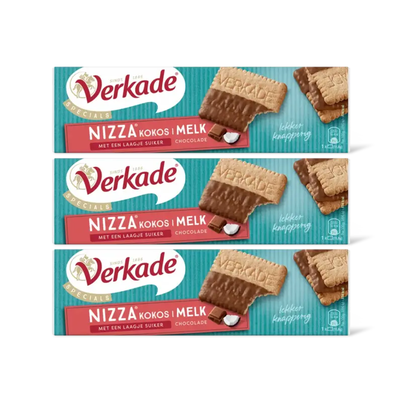 Verkade Nizza kokos melk chocolade 3-pack