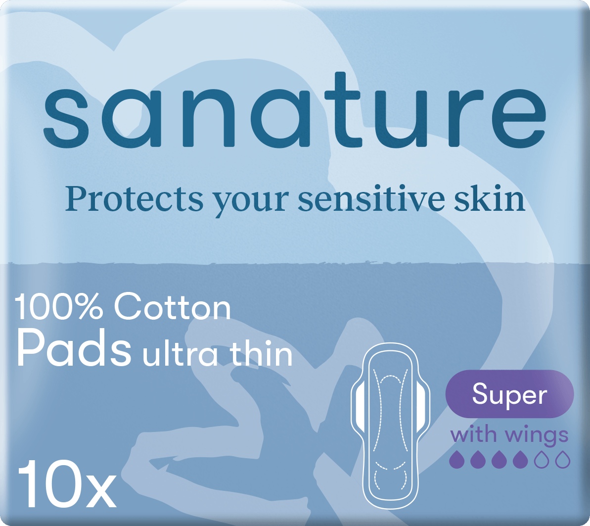 Sanature 100% cotton maandverband super wings