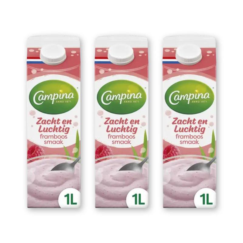 Campina Zacht en luchtig framboos smaak 3-pack