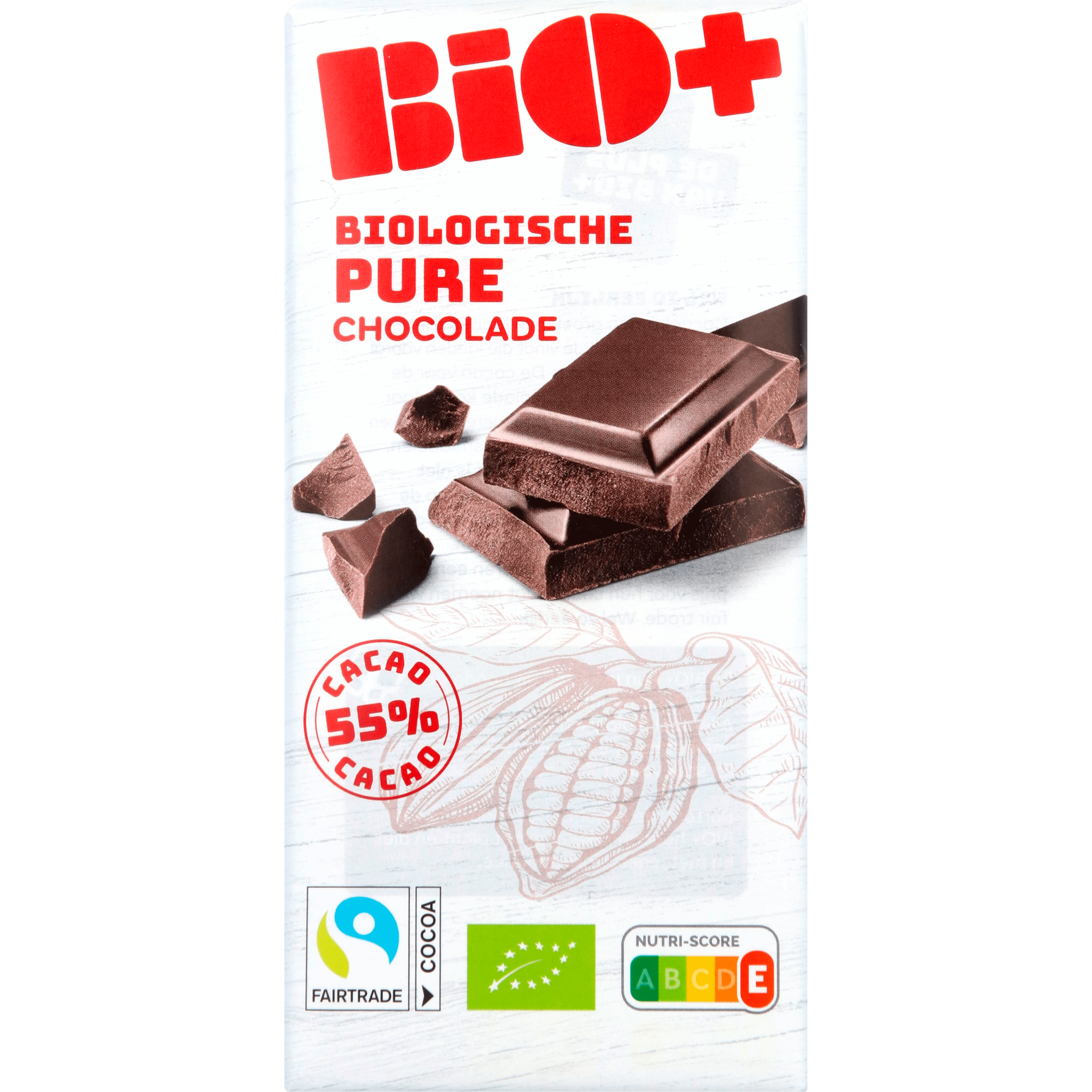 BIO+ Chocoladereep puur 55% cacao fairtrade
