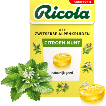 Ricola Citroen Munt suikervrij doosje 50 g