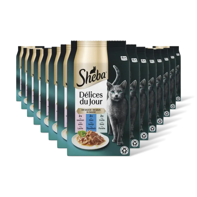Sheba Delices in saus tonijn & kabeljauw 15pck